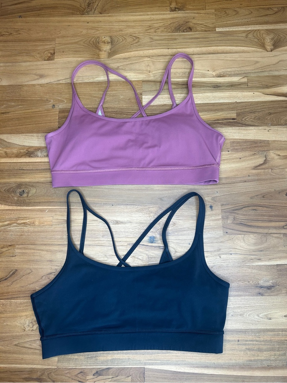 Vuori Sports Bra 2-Pack — Black & Mauve — Size Large